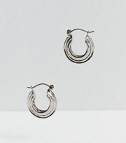 New Look Silver Tone Ribbed Hoops